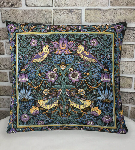 Изображение товара Подушка Декоративная Гобеленовая 45х45 "Птички фиолет У. Моррис" Для Интерьера