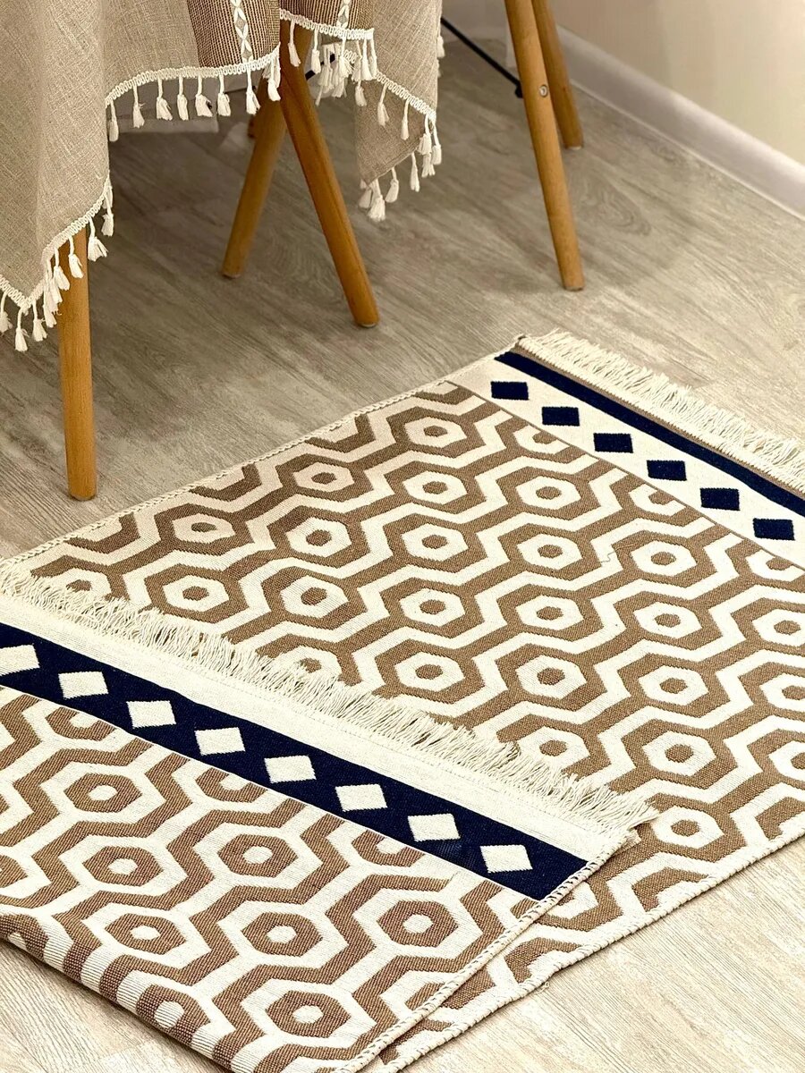 Килим хлопковый двусторонний 80х150 см, безворсовый ковер на пол, Турция — фото 1