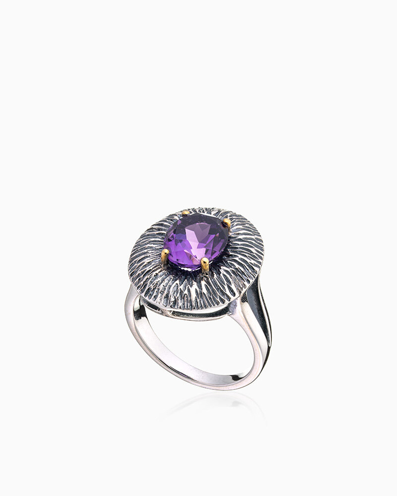 Кольцо, серебро, 925 проба, аметист