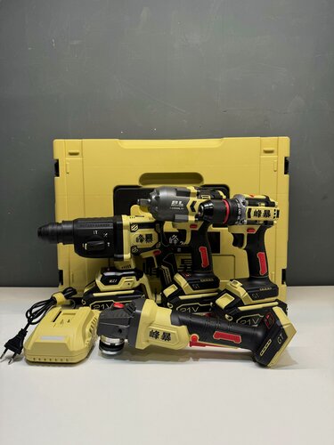 Изображение товара Аккумуляторный набор инструментов Feng Bao 4 в 1, обновленный, 3 акб-6а. ч, з/у, кейс, с трехрежимным перфоратором 0524