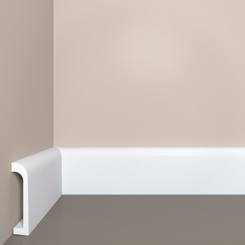 Плинтус напольный 12x60 мм белый ударопрочный полистирол полиуретановый под покраску 1 метр