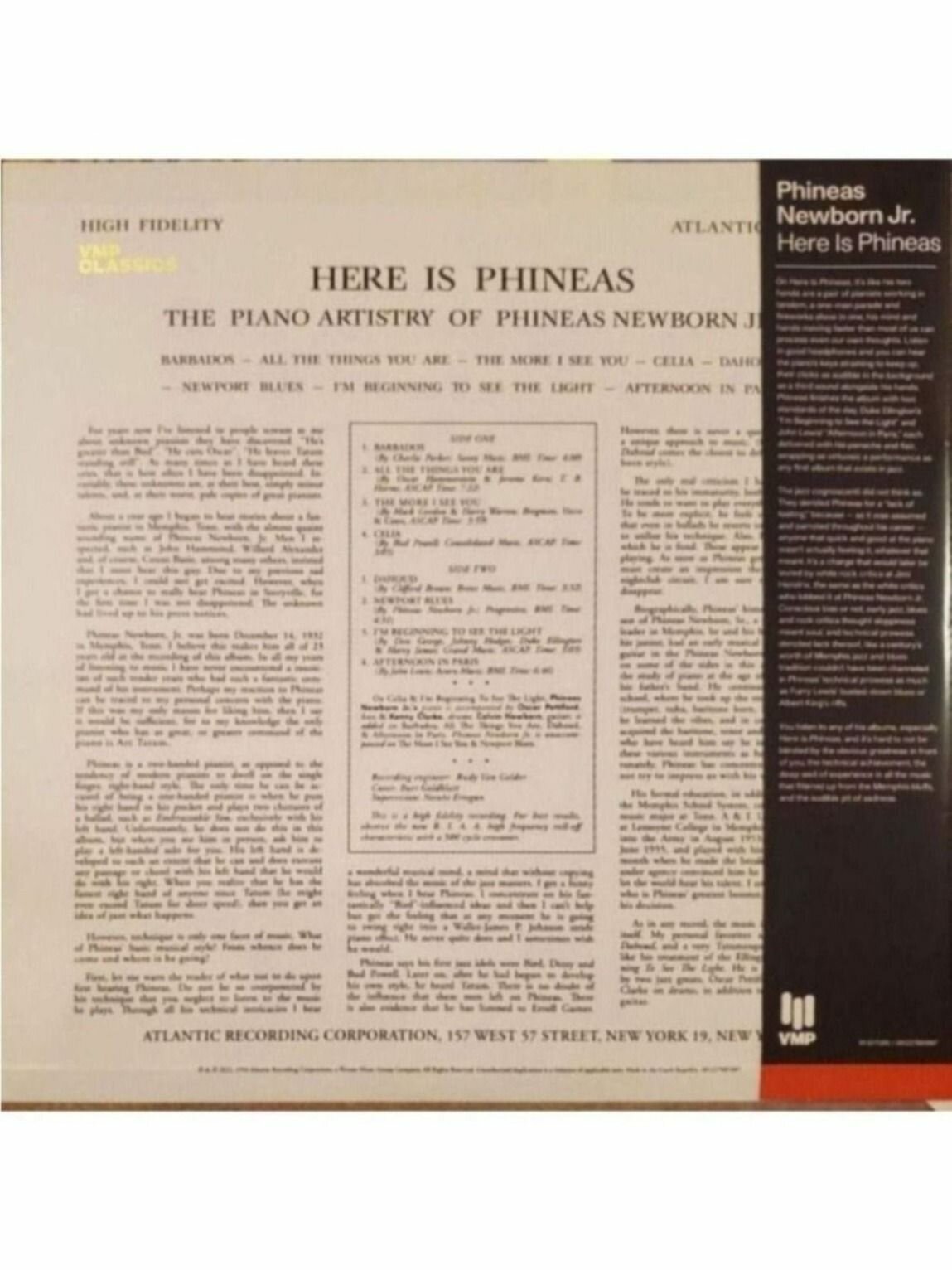 Виниловая Пластинка Here Is Phineas (The Piano Artistry Of Phineas Newborn Jr ) Limited Edition, Mono, Новый,