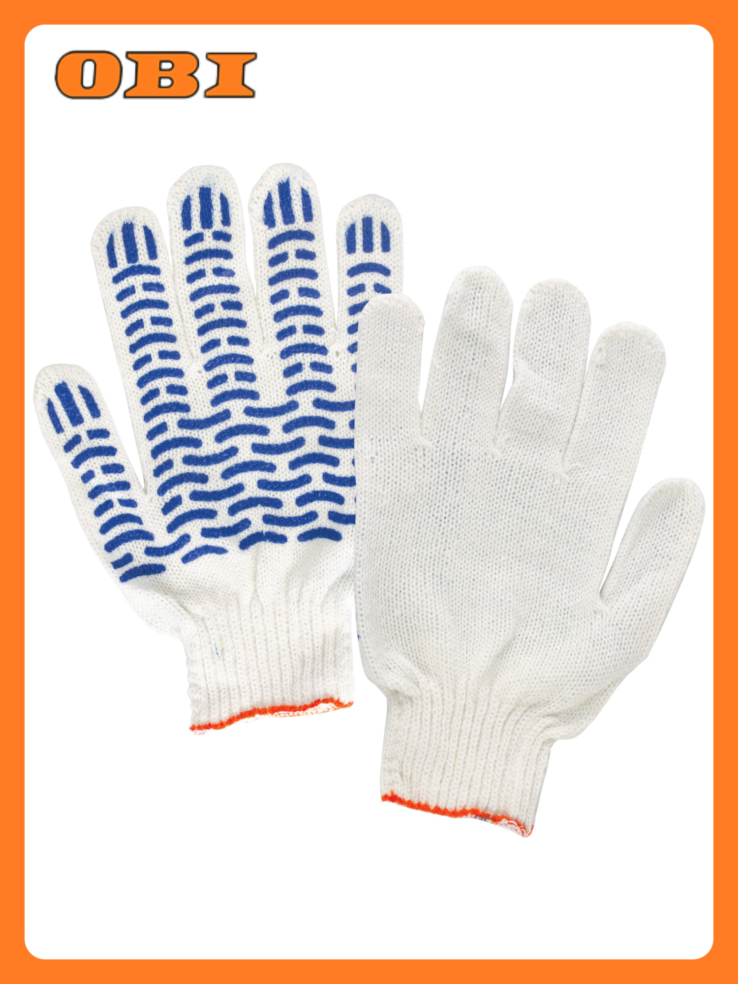 Перчатки Sapphire "Волна", х/б, ПВХ, нескользящие, защита от пыли, белые