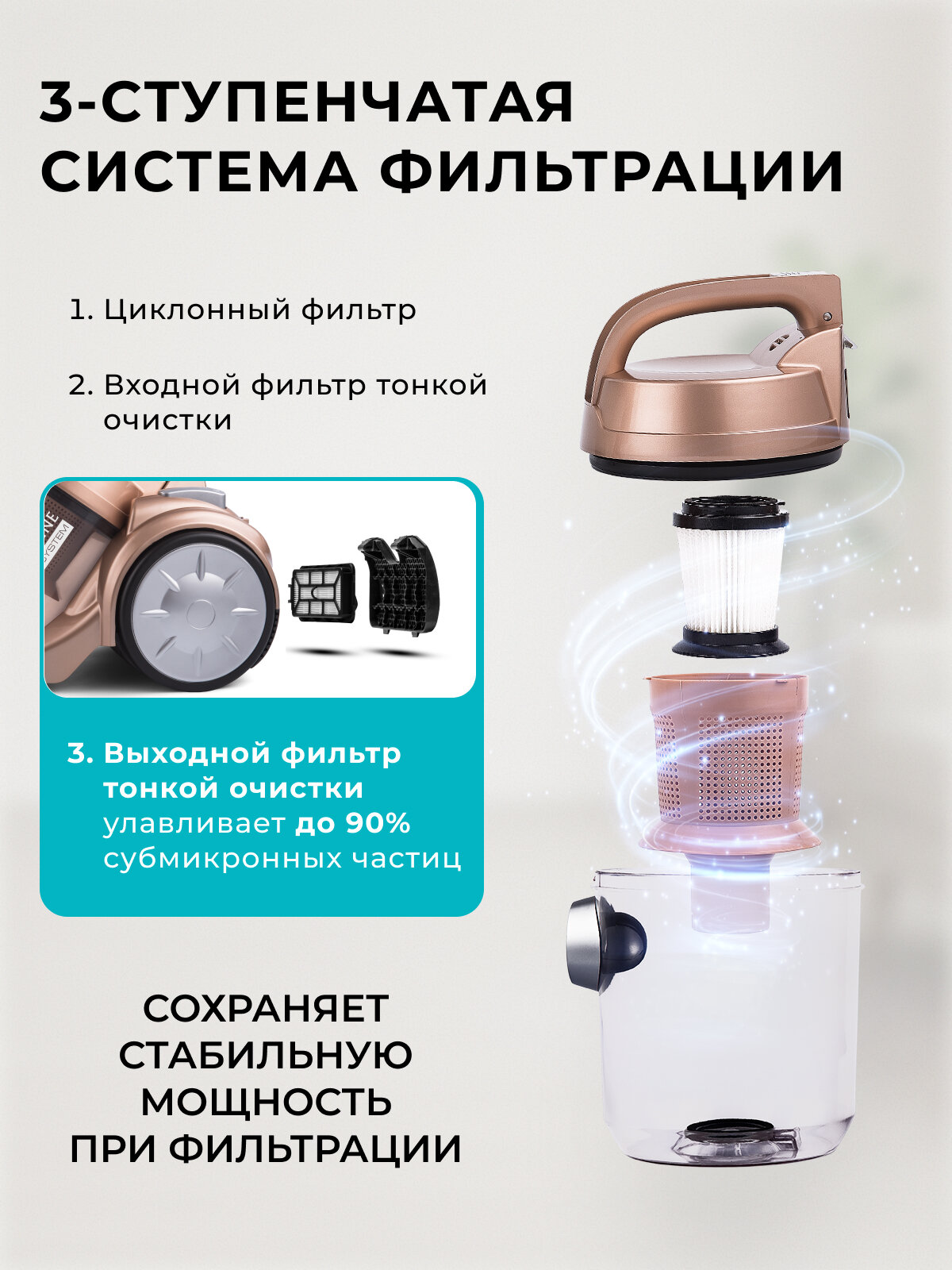 Пылесос GALAXY LINE GL6230, мощность всасывания 350Вт, контейнер 2л, 1700Вт — фото 1