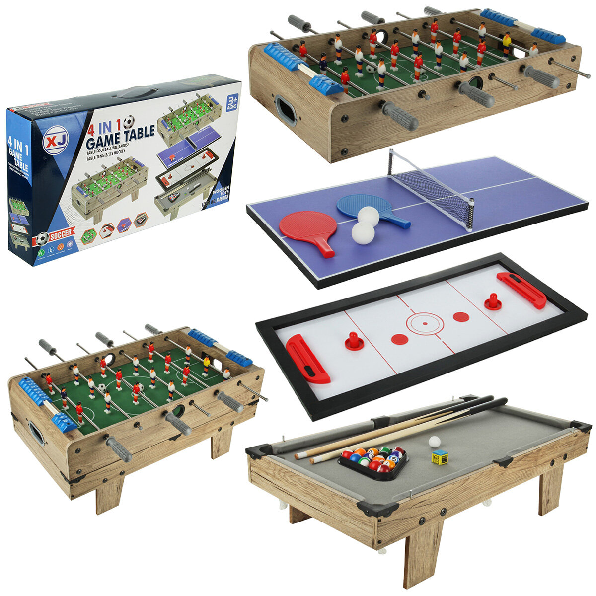 Настольная игра Veld Co Футбол 4 в 1 / Настольная игра футбол пинг понг хоккей бильярд.