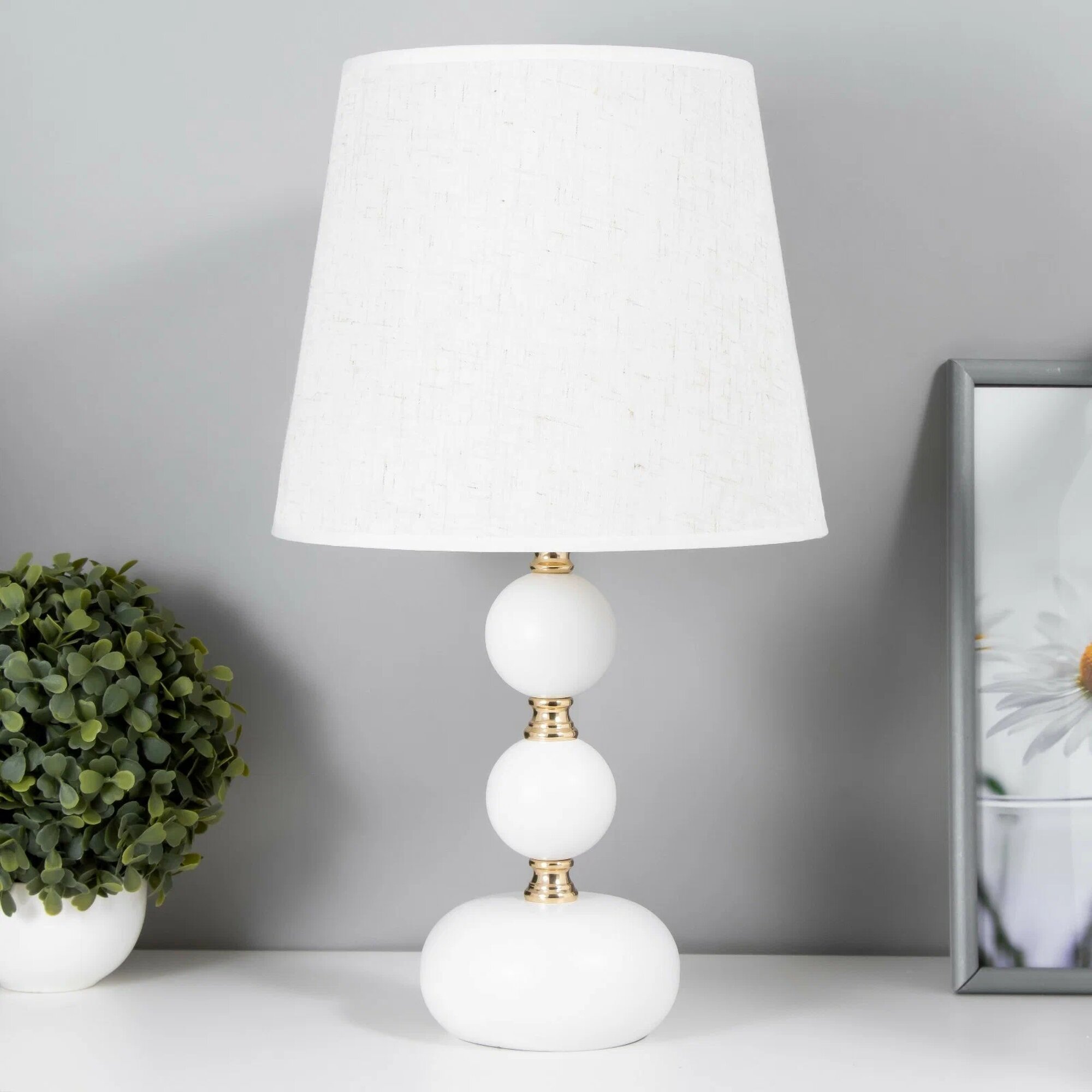 Настольная лампа Катания 1x60Вт E27 бело-золотой 25х25х45 см RISALUX