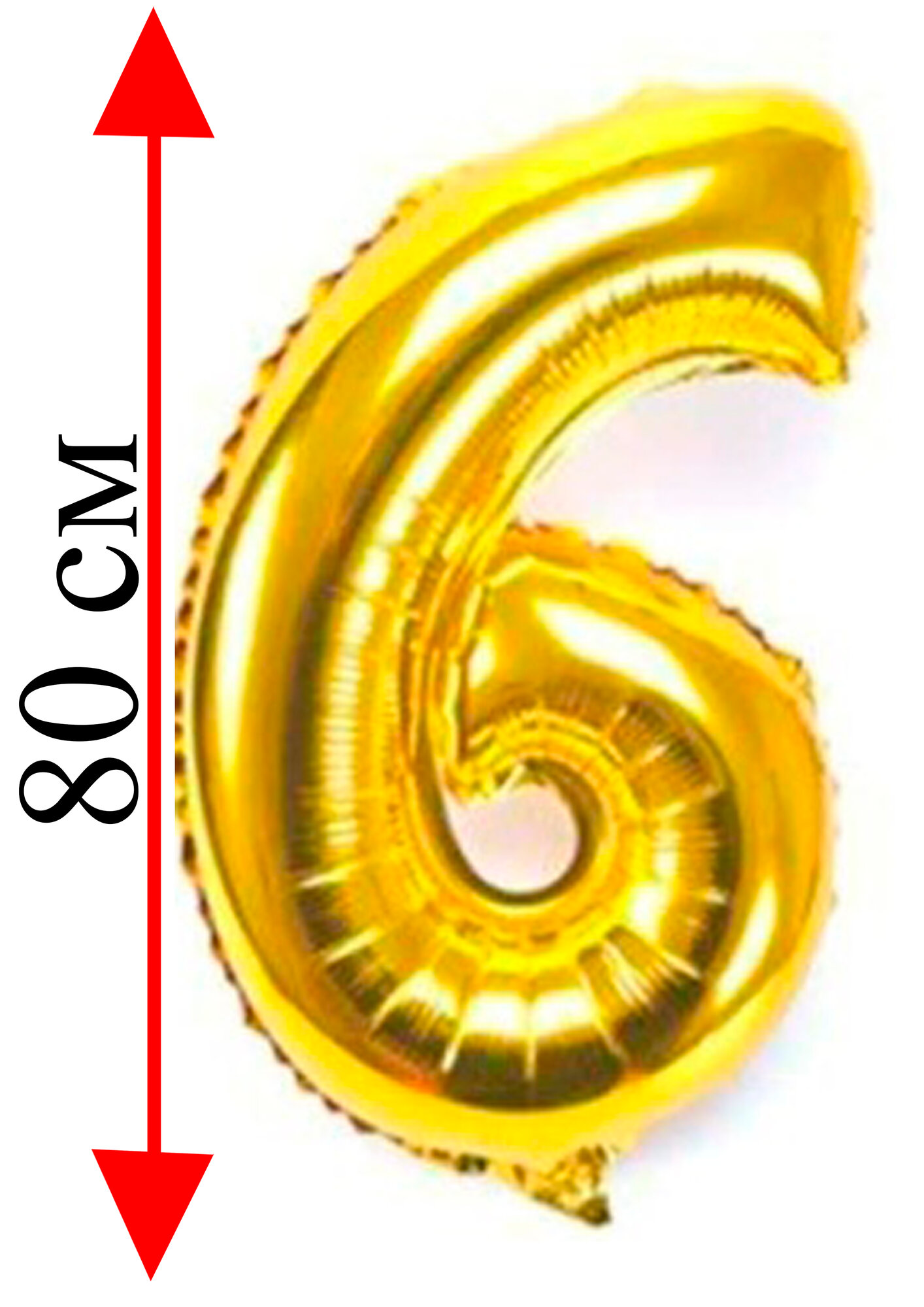 Фольгированные воздушные шары "Буквы", высота 32 дм, (82см), золотистый 6 цифра