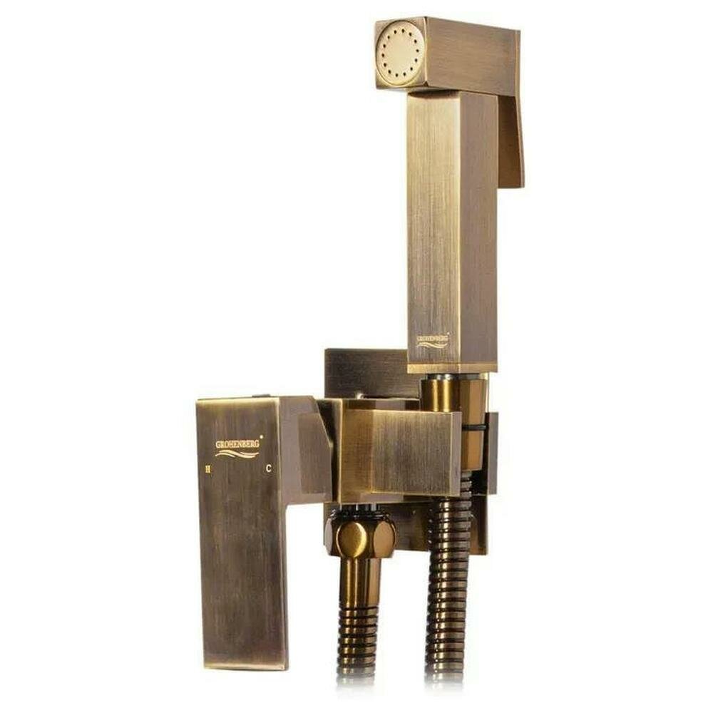 Гигиенический душ со смесителем встраиваемый Grocenberg GB002BR, бронза