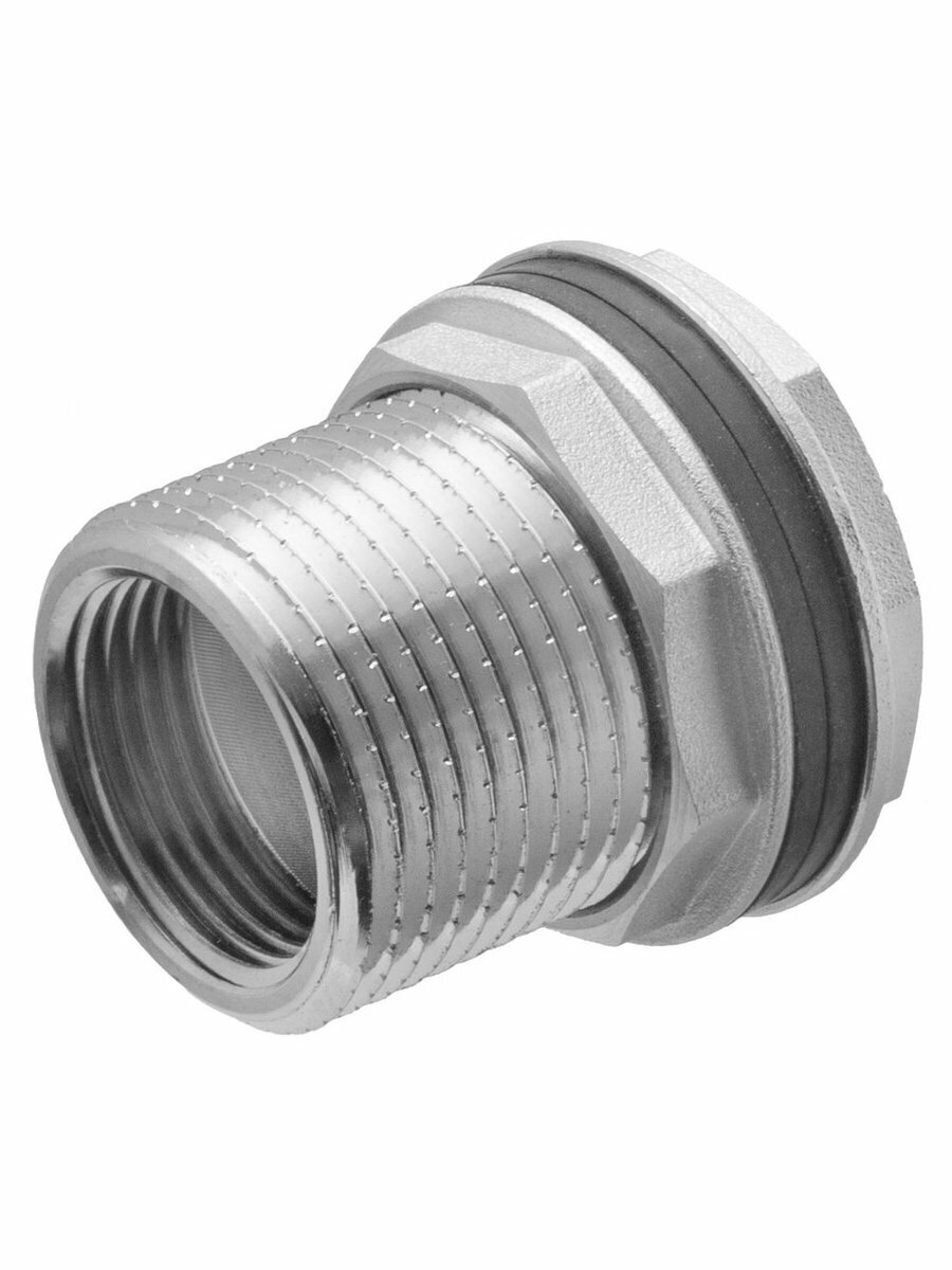 Штуцер (врезка) в бак (емкость) с прокладкой 1", латунь никелированная