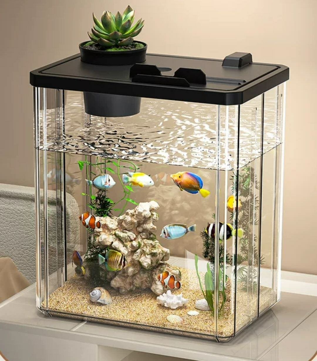 Аквариум мини декоративный с набором аксессуаров 7 л пластиковый