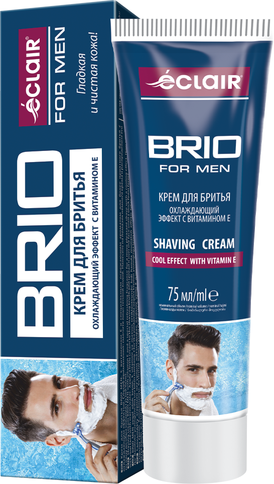 Крем для бритья Eclair Brio For Men, с охлаждающим эффектом, для всех типов, 75 г