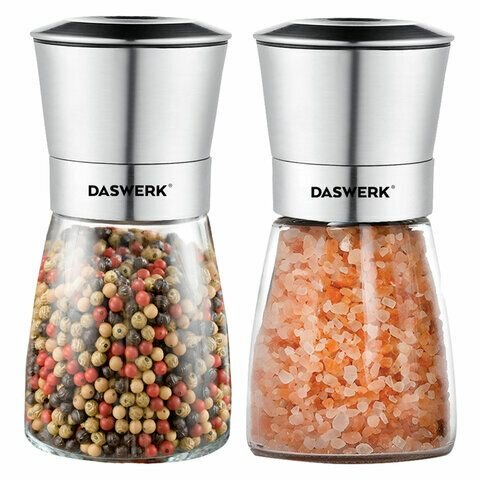 Механические ручные мельницы для соли и перца, набор 2 шт, нержавеющая сталь, DASWERK, 456628