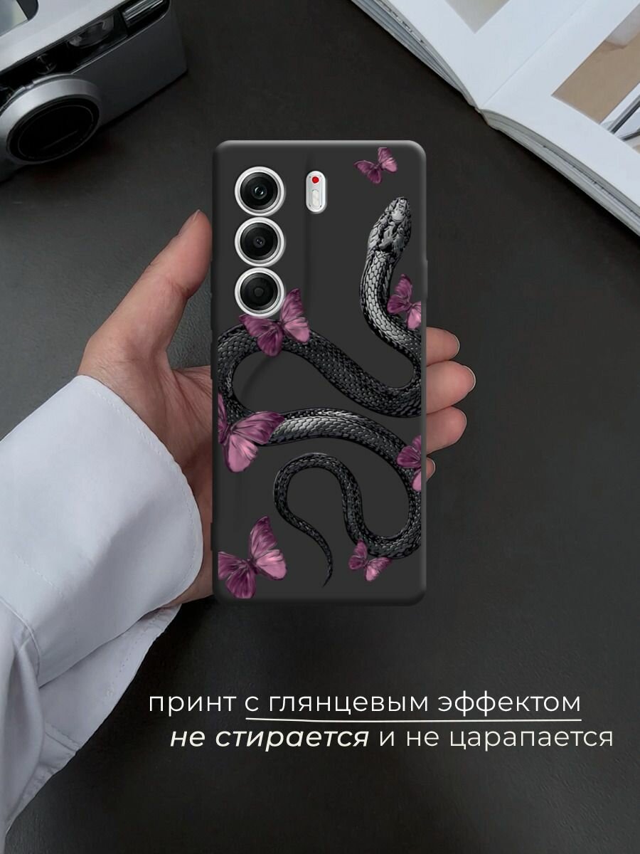 Чехол на Tecno Camon 40 Pro 5G / Текно Камон 40 Про 5G с принтом Snake and butterflies 2 — фото 1