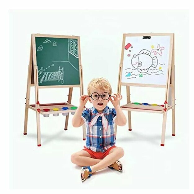 Доска для рисования Molbert, двухсторонняя, магнитная, с маркерами и мелками — фото 1