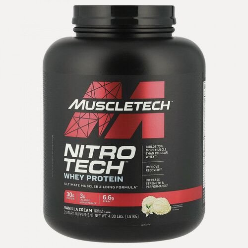 Изображение товара MuscleTech, Nitro-Tech ™ Whey Protein, ванильный крем, 1,81 кг (4 фунта)