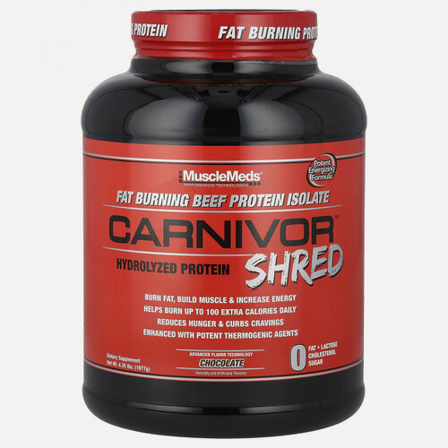 Изображение товара MuscleMeds, Carnivor Shred™, гидролизованный протеин, со вкусом шоколада, 1977 г (4,35 фунта)