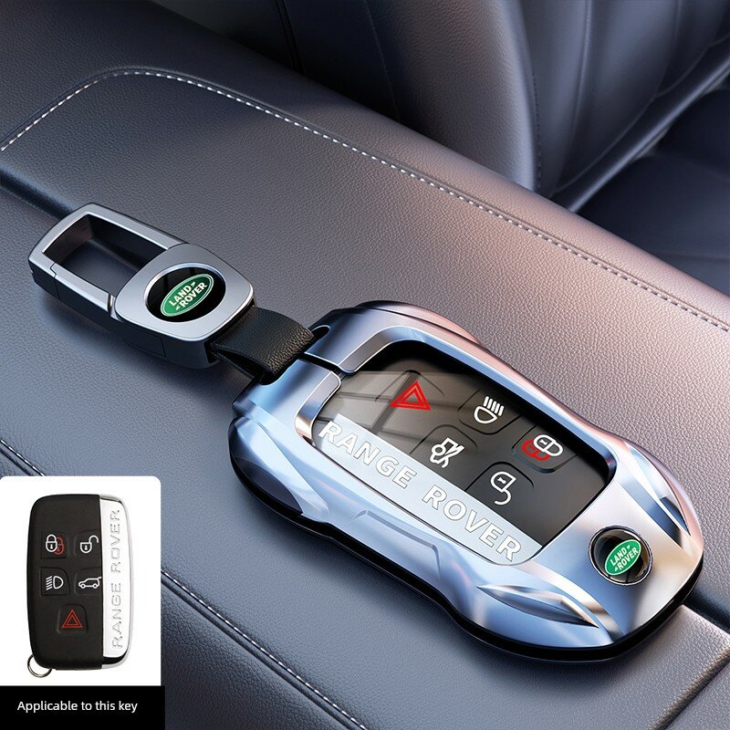 Ключевой чехол Land Rover A-стиль серебристый с кожаным ремешком Land Rover ND для Range Rover, Discovery 4, Sport,