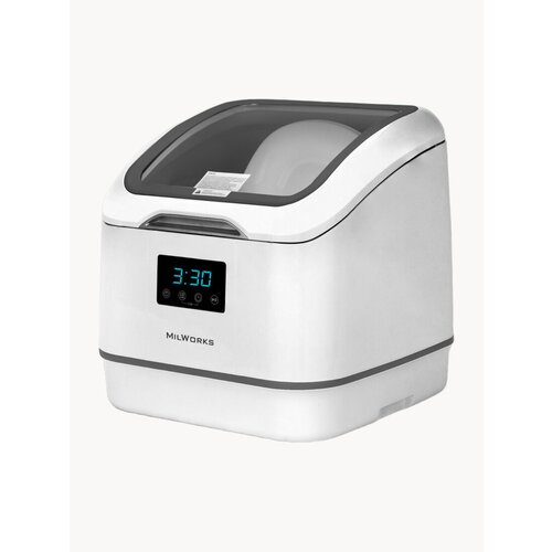 Посудомоечная машина настольная без подключения к водопроводу, 7 программ, 3.8л расход воды, белый/графит