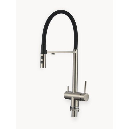 Смеситель для кухни с подключением к фильтру черный ESKO Line EL_MGN flex total black с гибким изливом