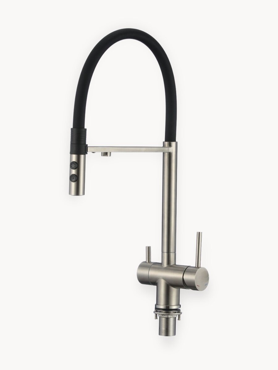 NEW. Смеситель для кухни Esko Line с подключением к фильтру EL_K122, нержавеющая сталь