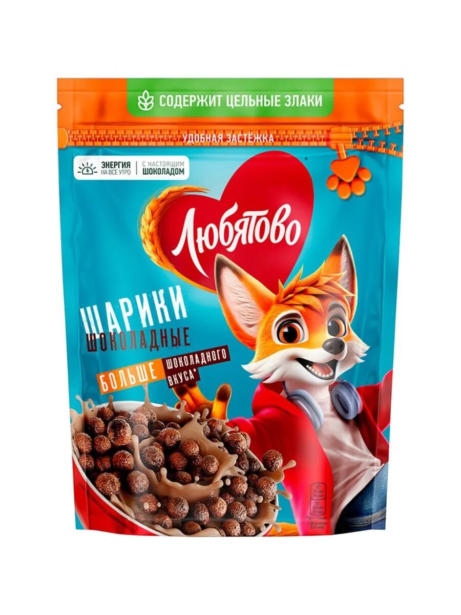 Завтрак готовый Любятово Шарики шоколадные Дуо Микс 200 г дизайн в ассортименте