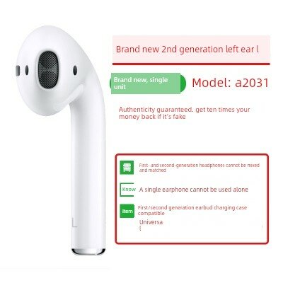 Замена наушника левого уха для Apple AirPods 2-го поколения, одиночный, Bluetooth, совместимость с iPhone
