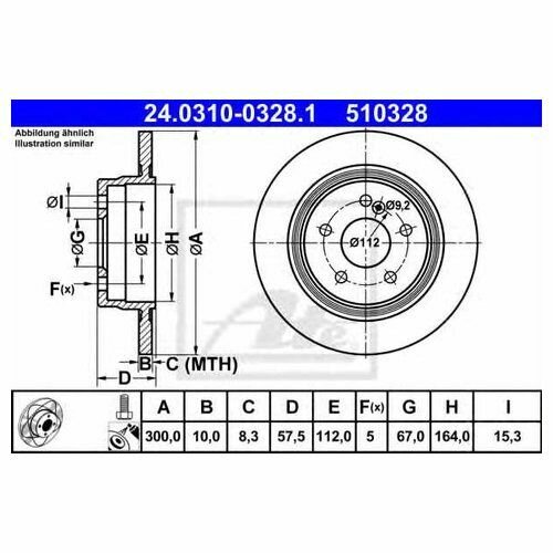 Диск тормозной Ate 24031003281 для Mercedes C-CLASS C204, S204, W204, E-CLASS A207, C207