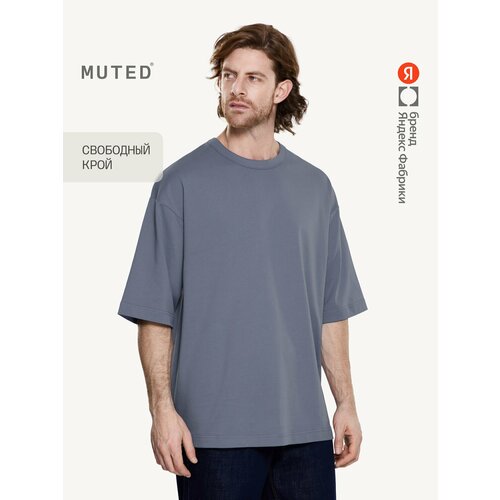 фото Футболка muted oversize, размер s-m, серо-голубой