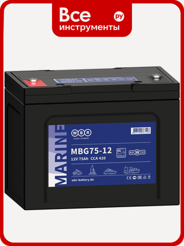 Изображение товара Тяговый аккумулятор для лодочного мотора WBR MBG75-12, гелевый, электронасосы легковых и грузовых автомобилей