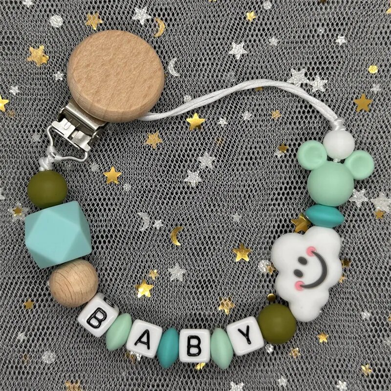 Детская цепочка для пустышки с именем, цвет custom name pacifier