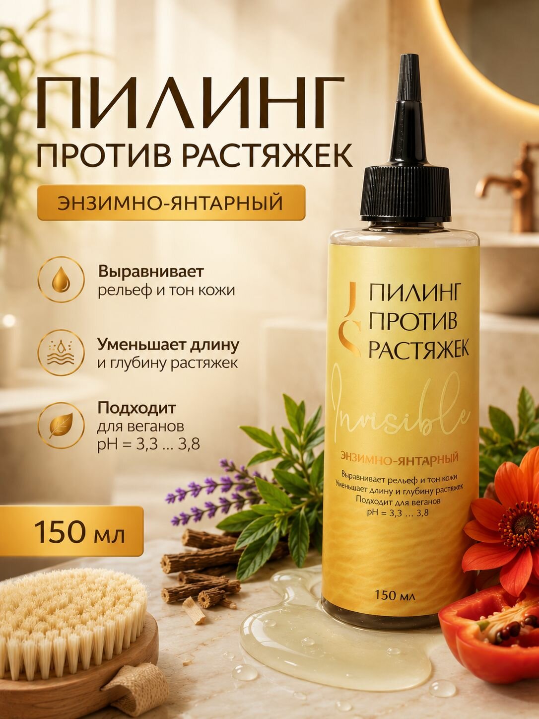 Пилинг против растяжек энзимно-янтарный 150 мл. JURASSIC SPA
