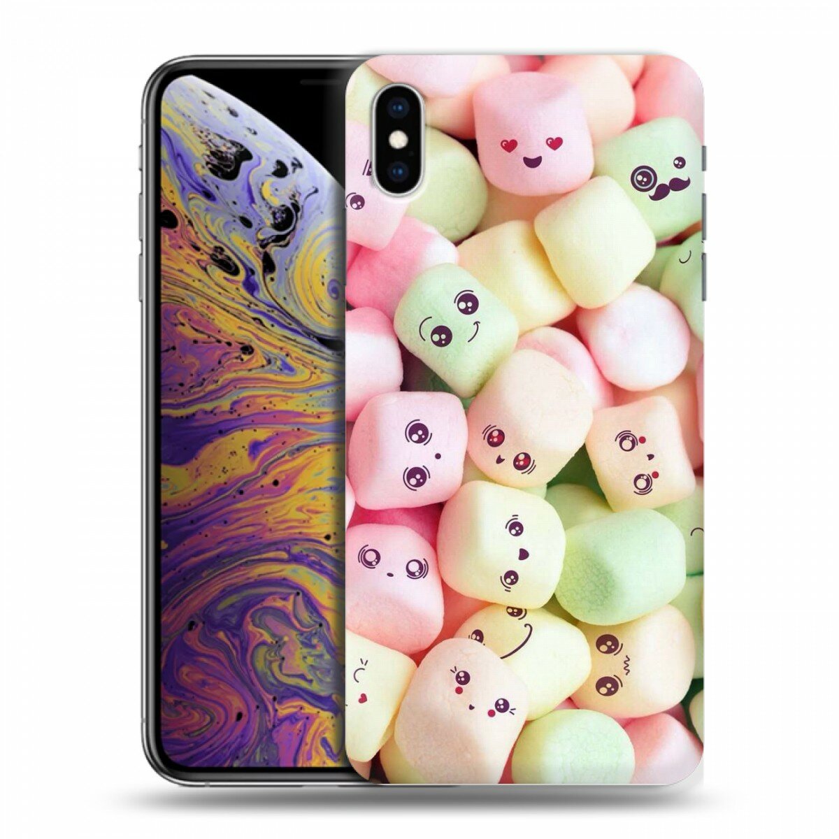 Чехол для Iphone Xs Max с принтом для детей с милыми зефирками (Айфон Хс Мах)