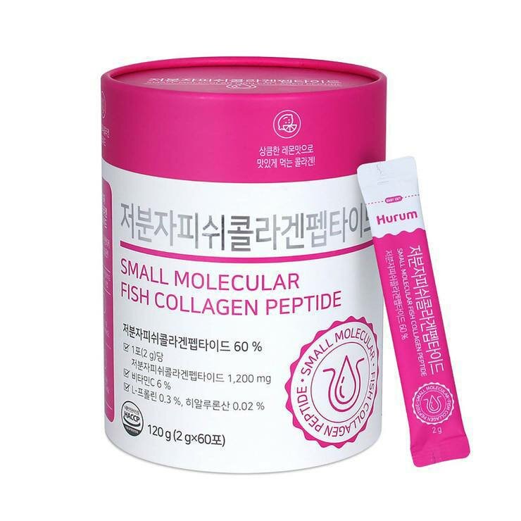 Питьевой коллаген Hurum Small Molecular Fish Collagen Peptide, 60 саше по 2г, лимон