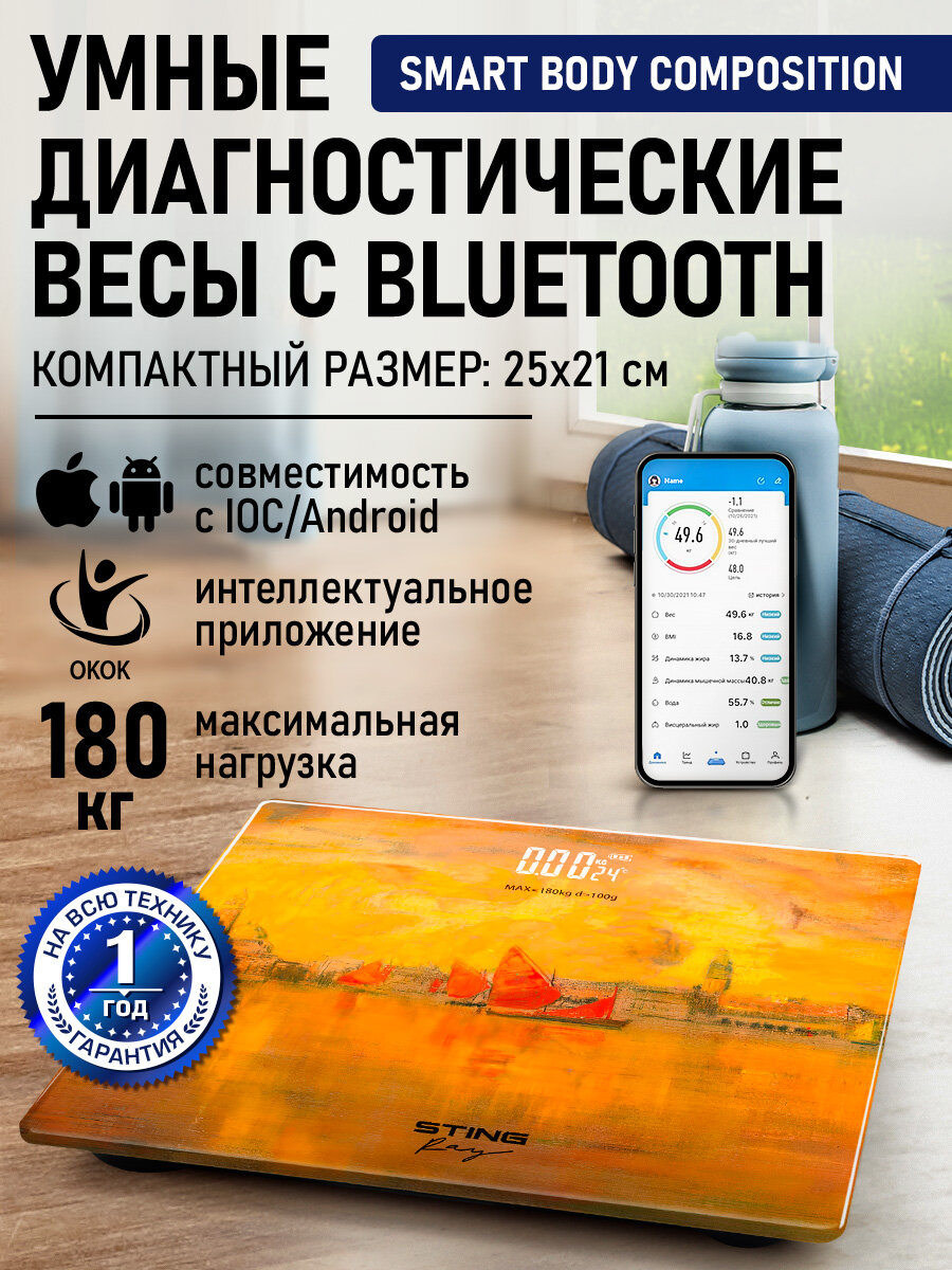 Весы напольные умные STINGRAY ST-SC5002B Вид Венеции с моря