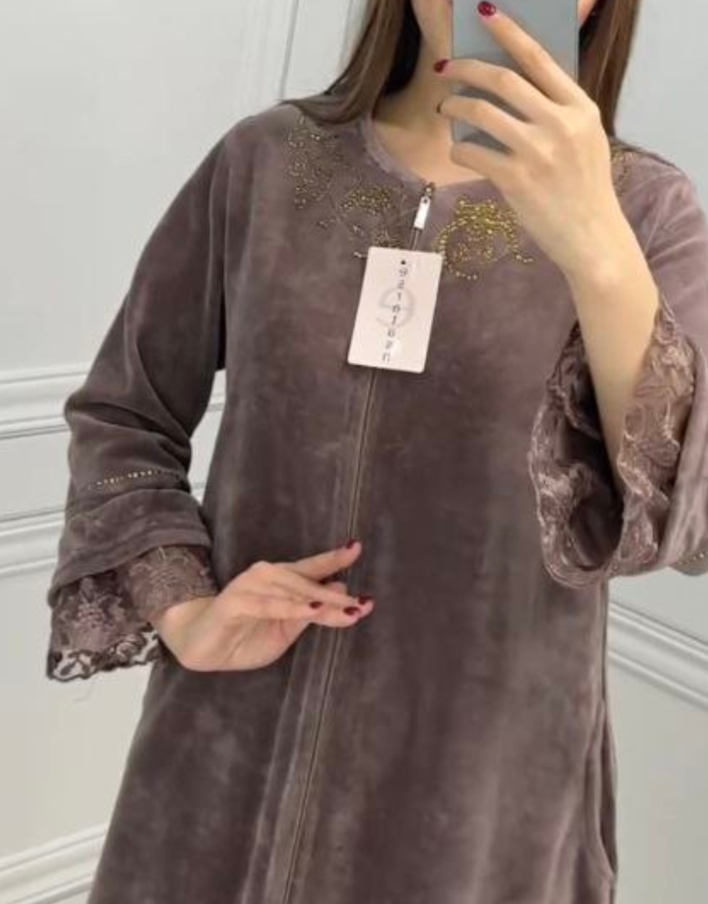 Халат для кормящих мам , размер 2XL, светло-бежевый, капучино, светло-бежевый, орех — фото 1