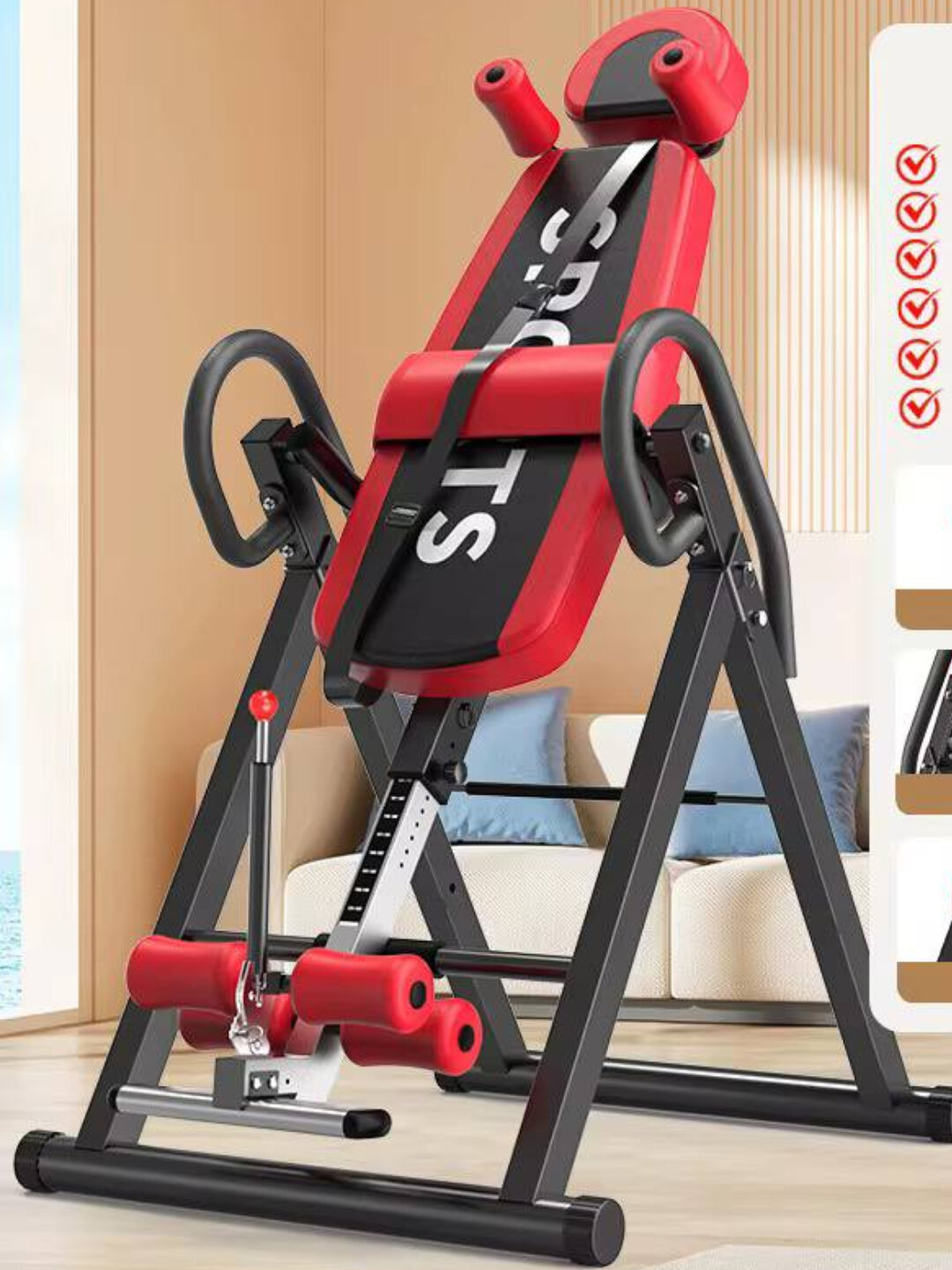 Инверсионный стол регулируемый, складной, с фиксацией ног