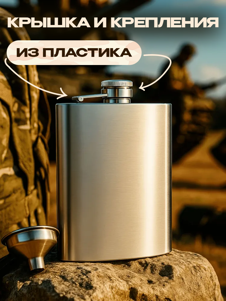 Фляжка 500 мл для алкоголя тактическая армейская, для воды, серебристый