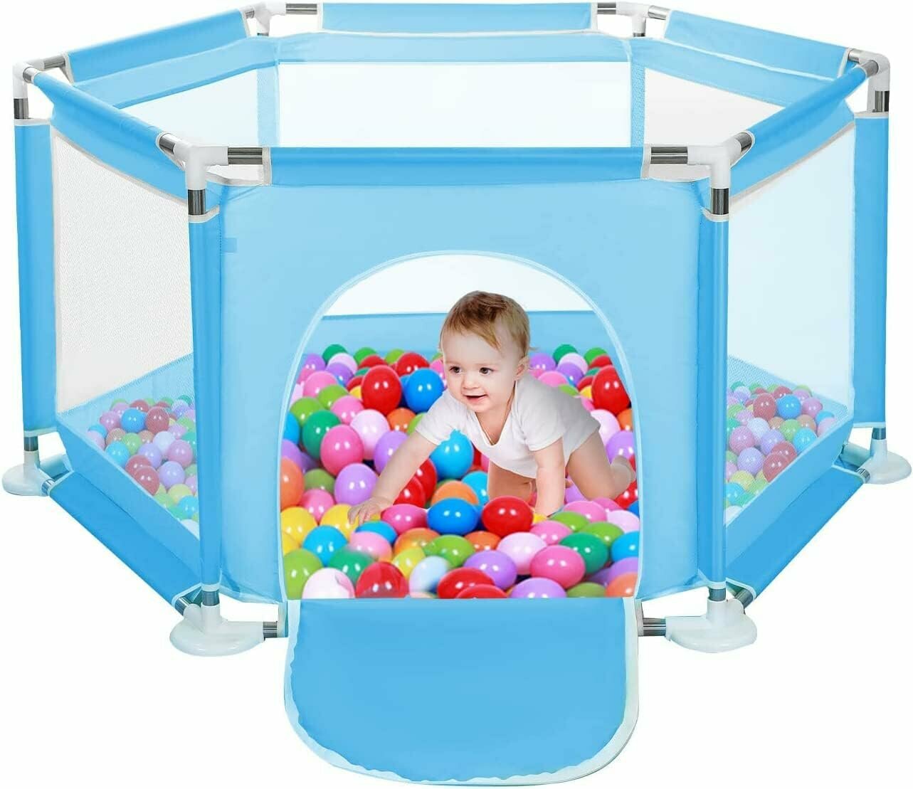 Детский манеж, для детей 1-12 мес, складной, металл, пластик, текстиль