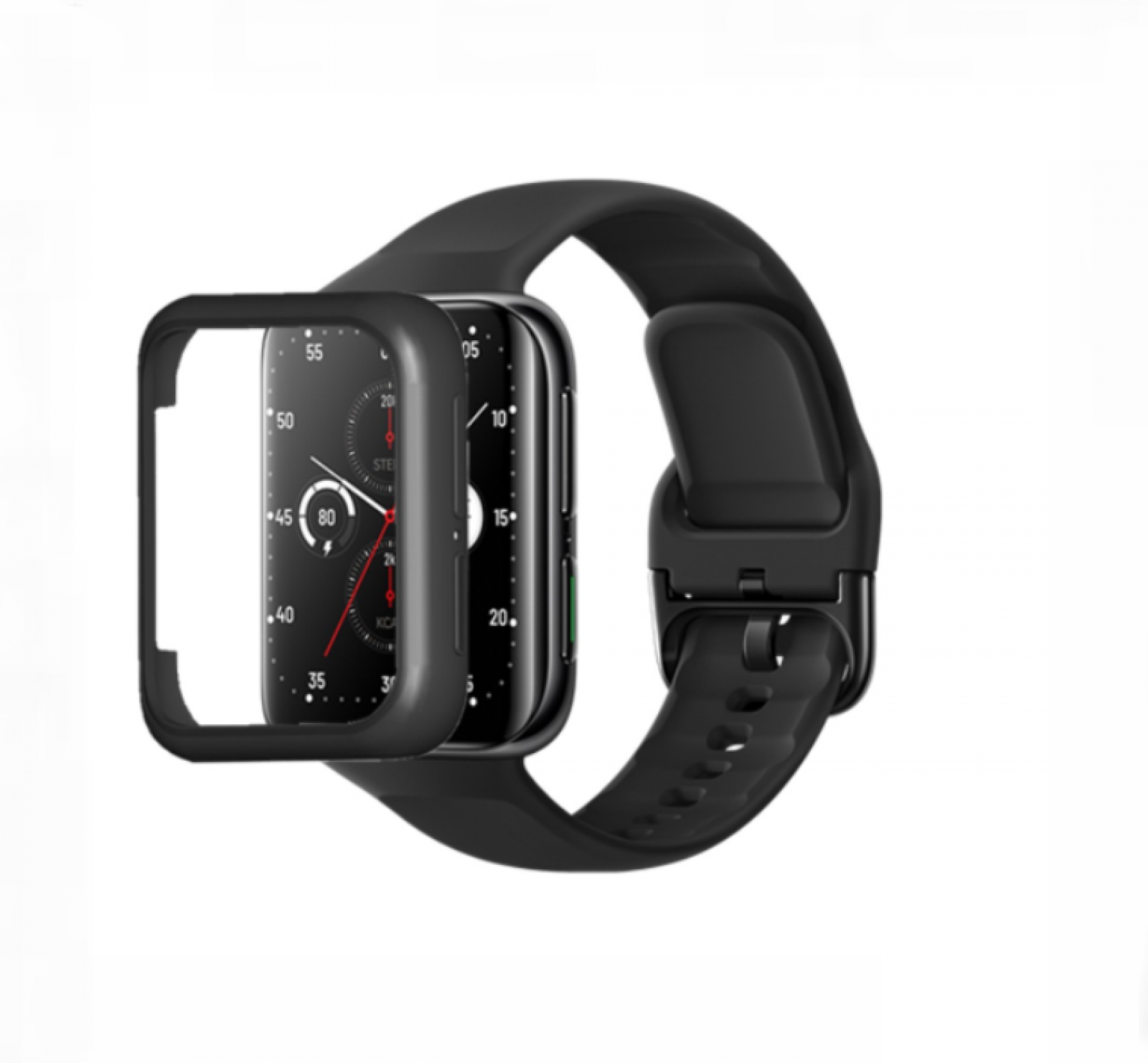 Защитный бампер-чехол MyPads Protect для OPPO Watch 2 46 mm из силикона, черный, противоударный