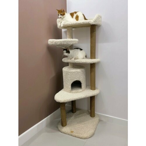 фото Игровой комплекс для кошек моя котя "моя котя" ковролин белый, джутовый канат