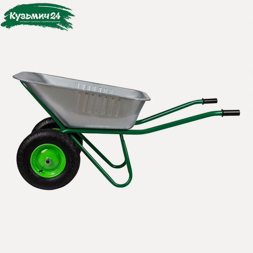 Изображение товара Тачка садовая Мастер, металл, 2 колеса, объем 110 л, до 100 кг, оцинкованная