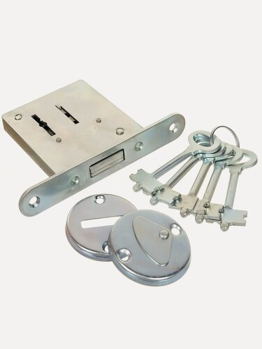 Изображение товара Замок врезной Зенит ЗВ8-4.1 сувальдный, 5 ключей, стальной корпус, цвет хром, надежное запирающее устройство для дверей.