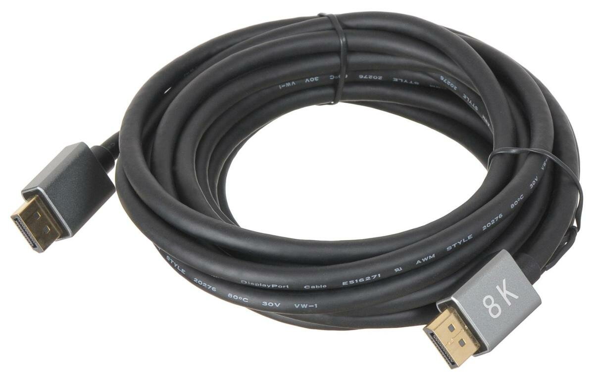 Кабель DisplayPort 1.4 5м Бюрократ BHP-DPP-1.4-5G круглый черный