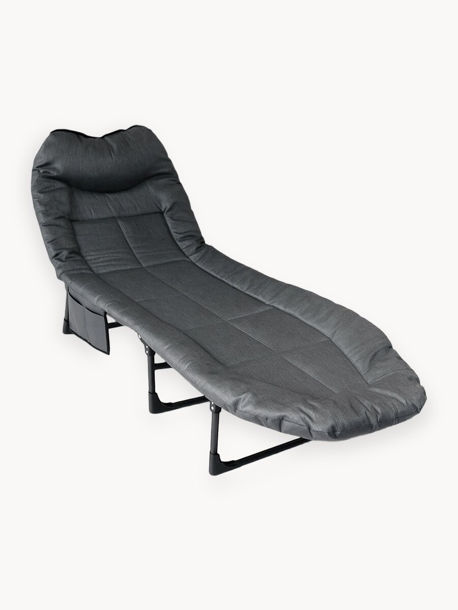 Раскладушка с матрасом взрослая для сна Comfort, шезлонг туристический 200 см, кровать трансформер, Ами Мебель