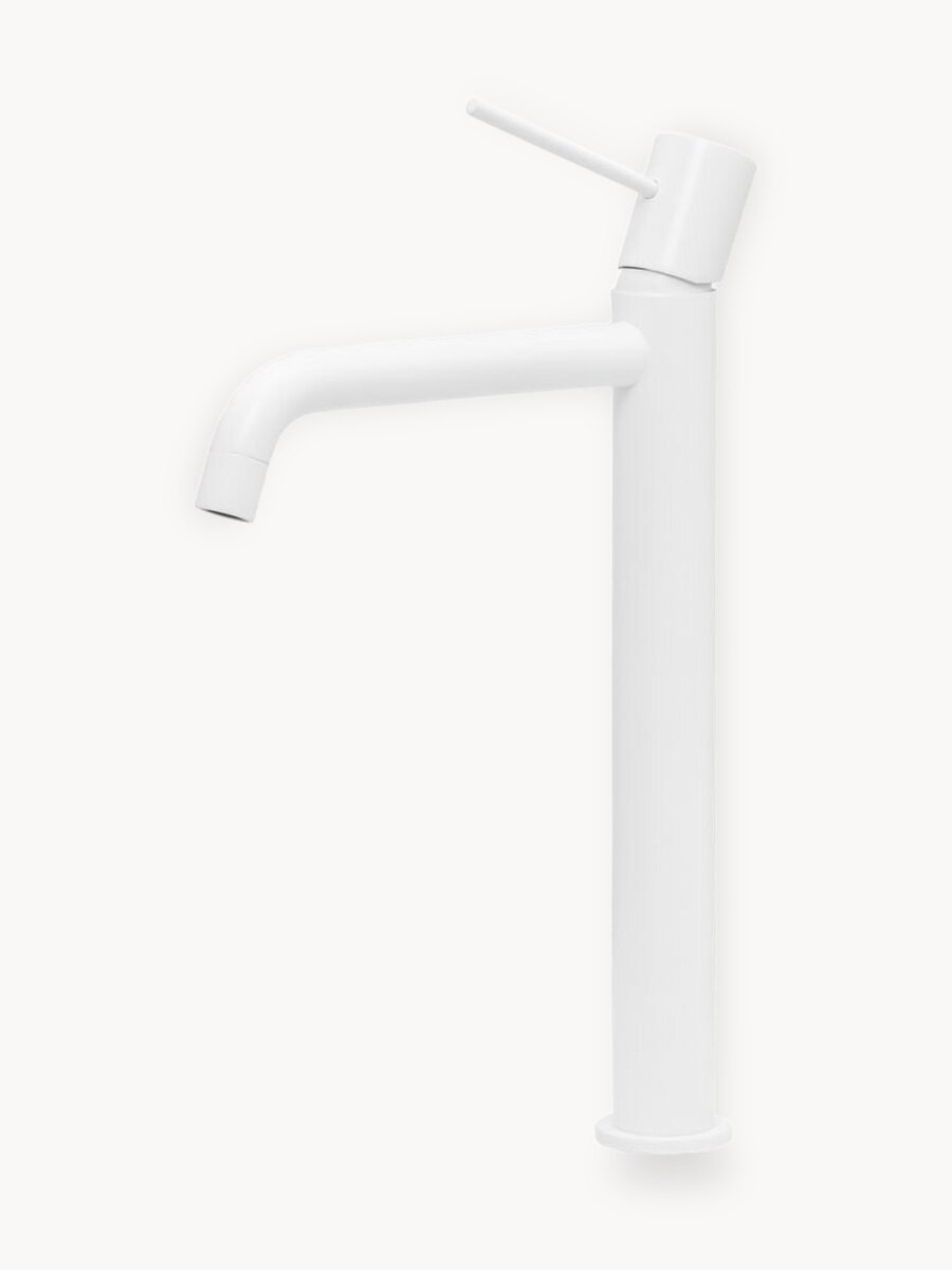 Смеситель для раковины в ванную или на кухню высокий AVS Slimmer белый матовый, латунь