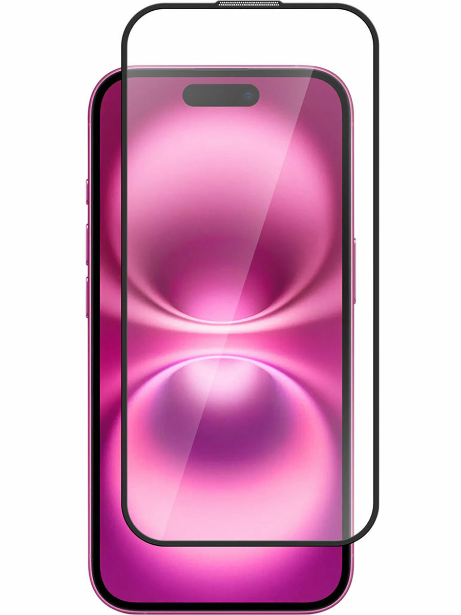 Защитное стекло BoraSCO для Apple iPhone 16 с чёрной рамкой