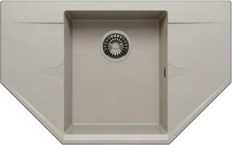 Мойка кухонная Polygran Riff 800 80x50, угловая, мойка для кухни, с крылом, серая, трапеция, матовая