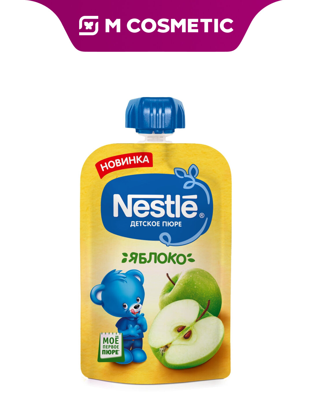 Детское пюре Nestle "Яблоко", с 4 месяцев, гипоаллергенное, без сахара, 90 г