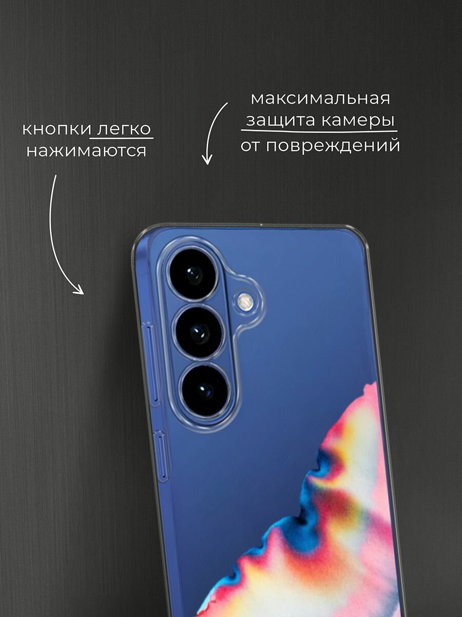 Чехол на Samsung S26 / Самсунг S26 с принтом Розовая акварель, прозрачный — фото 1