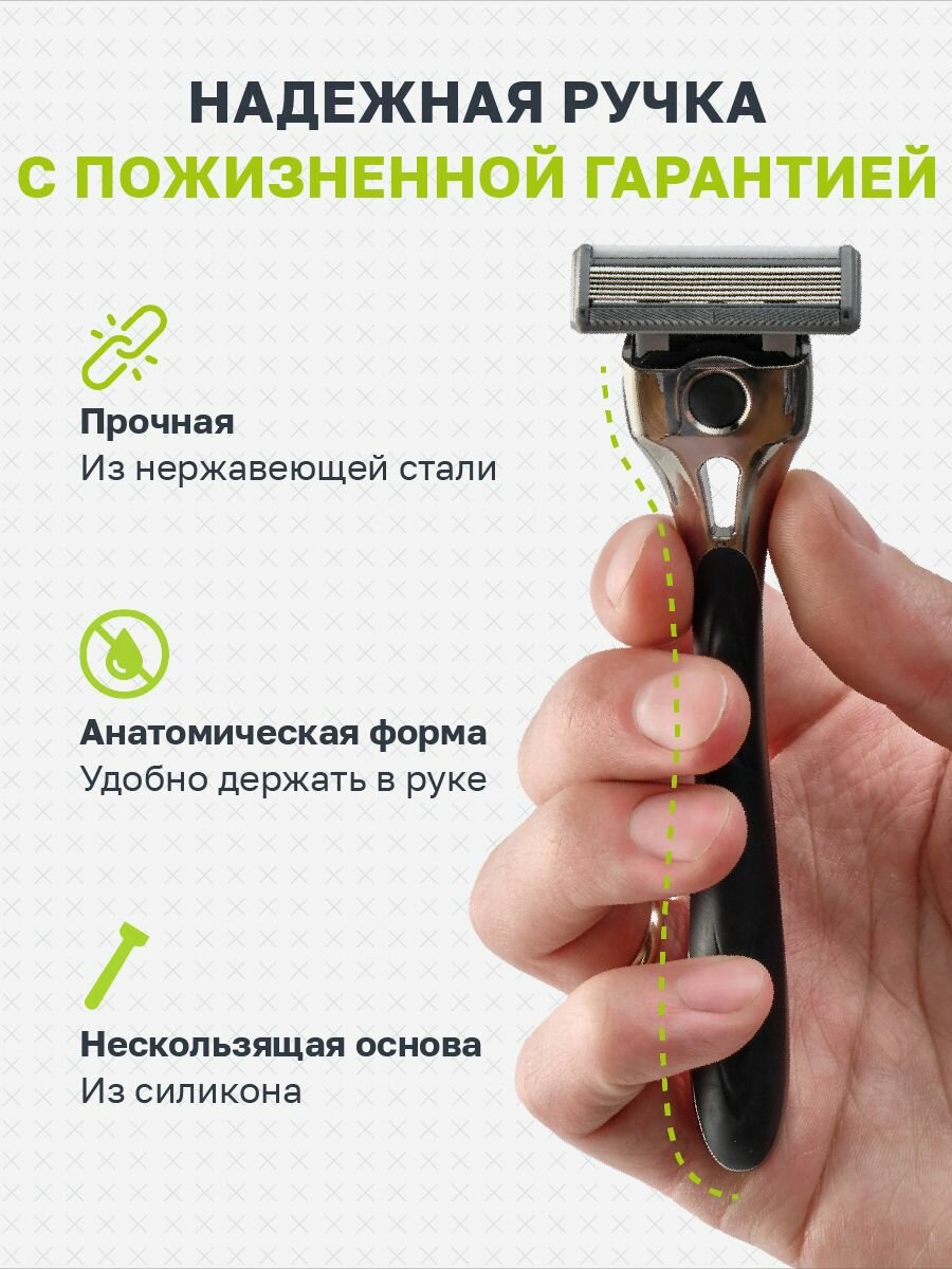 Бритва мужская набор станок для бритья DAMSLER, 6 лезвий и триммер, подарочная упаковка — фото 1